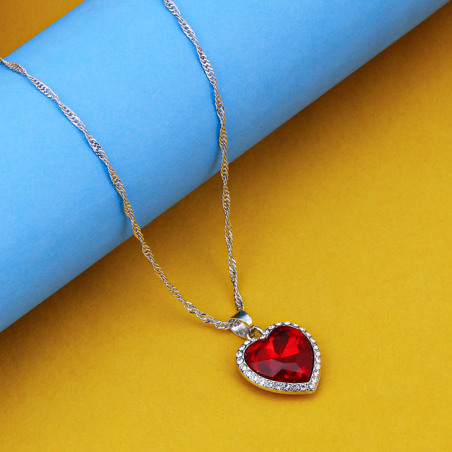 Scintillare by Sukkhi Lavish Rhodium Plated Heart Pendant For Women