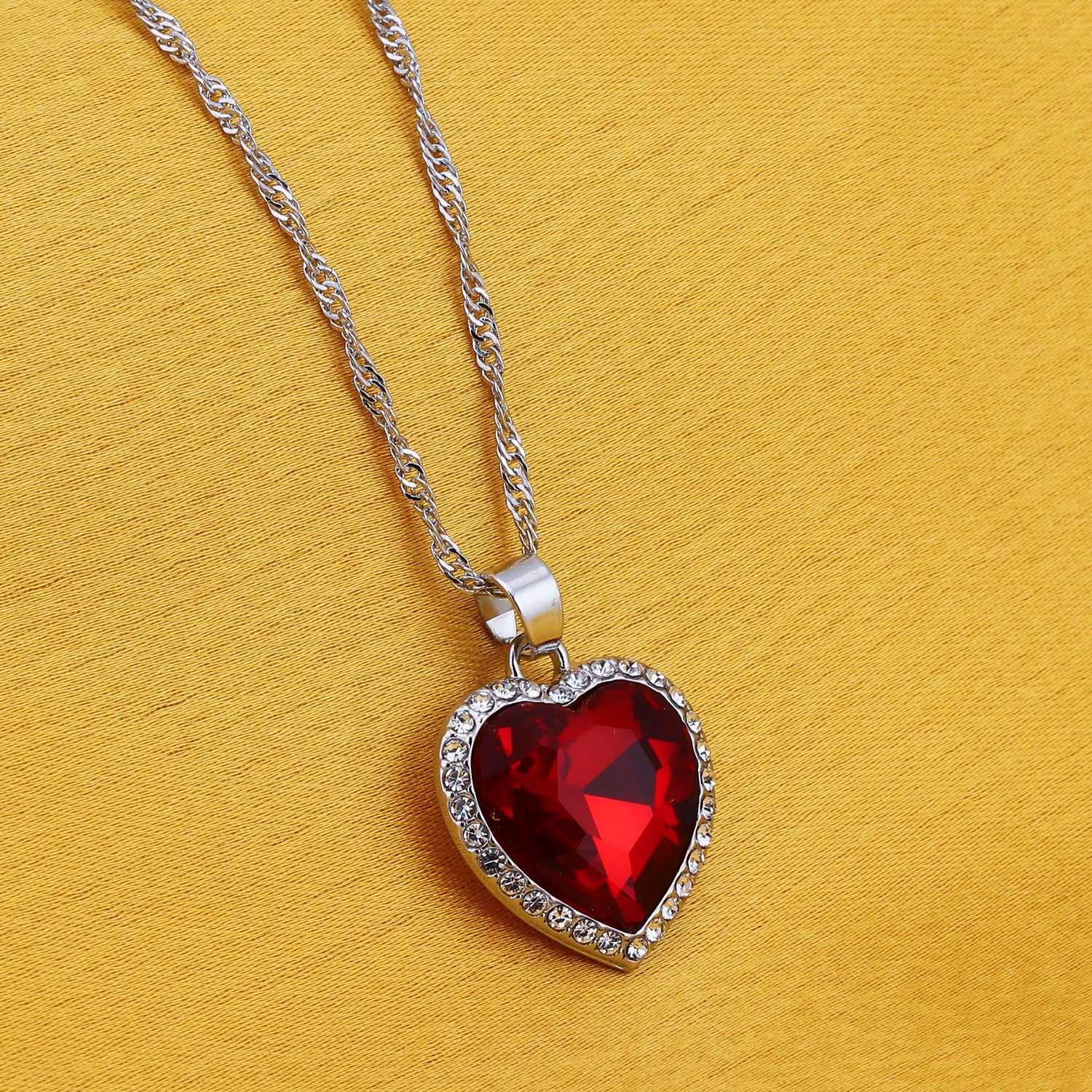 Scintillare by Sukkhi Lavish Rhodium Plated Heart Pendant For Women