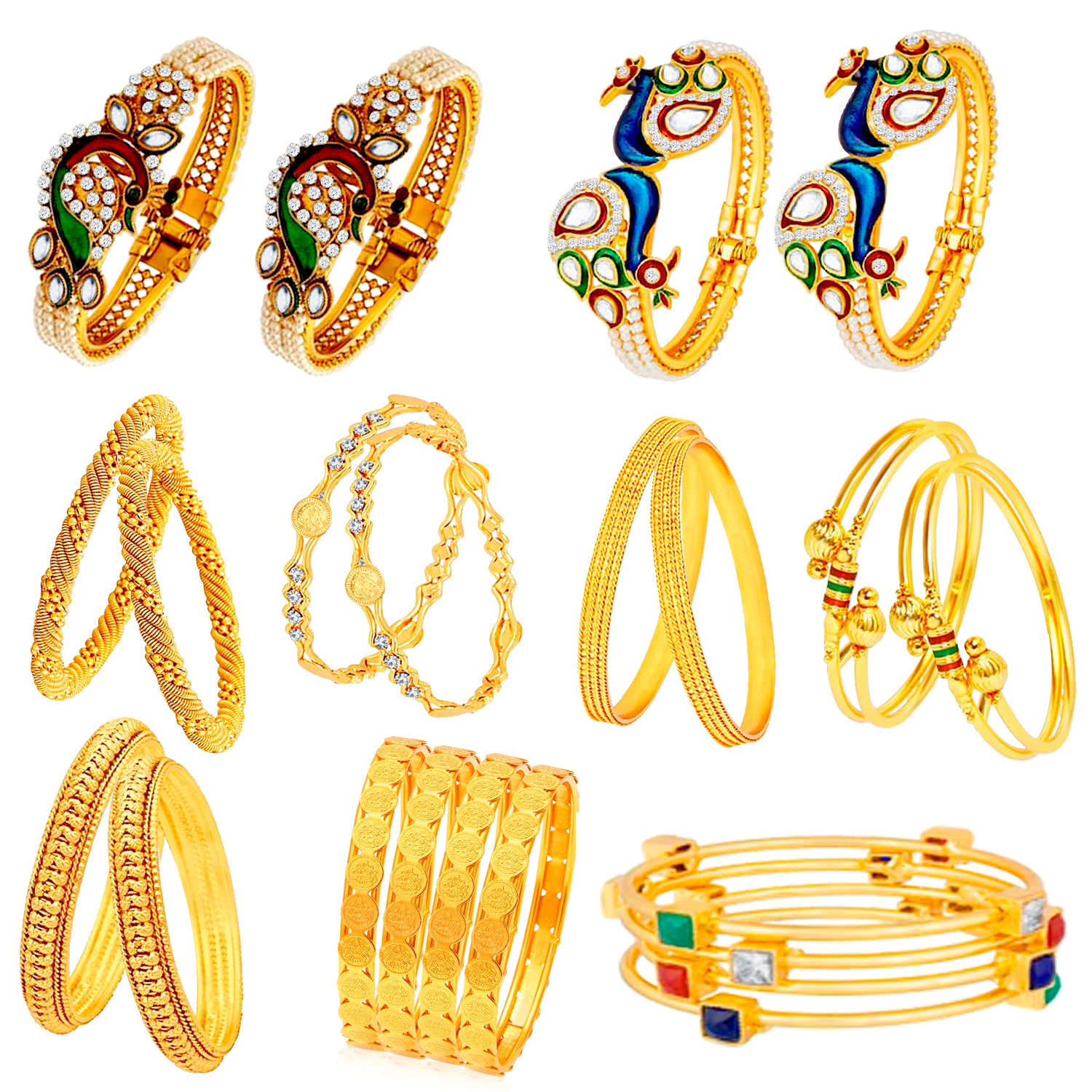 Sukkhi Stunning Gold Plated Meenakari Bangle Set Combo for Women