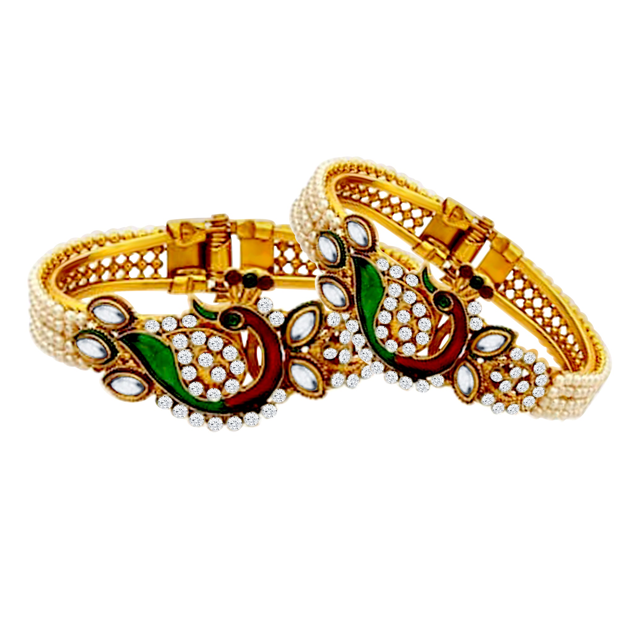 Sukkhi Stunning Gold Plated Meenakari Bangle Set Combo for Women