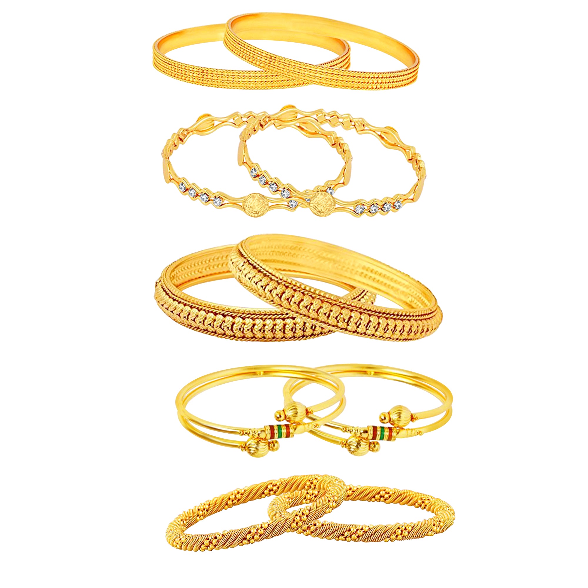 Sukkhi Stunning Gold Plated Meenakari Bangle Set Combo for Women