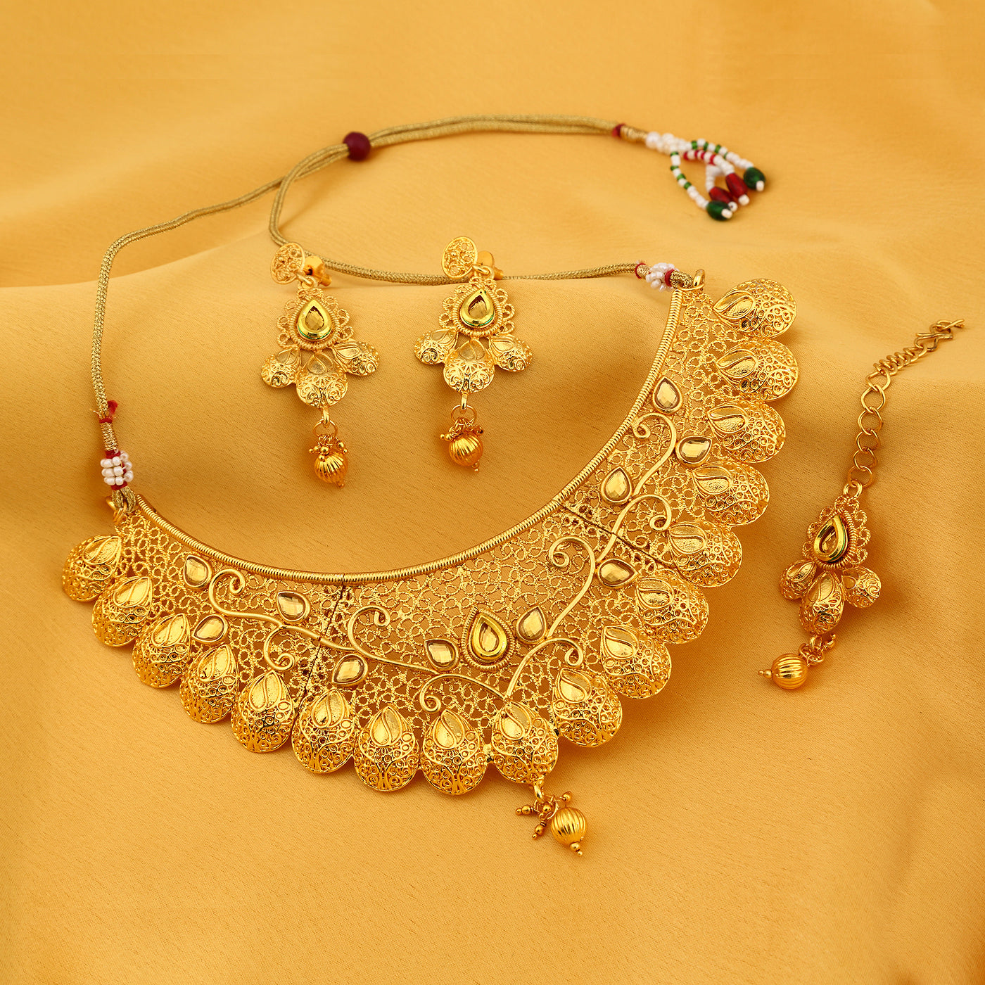 Sukkhi Spectacular Gold Plated Pearl Necklace Set Combo for Women