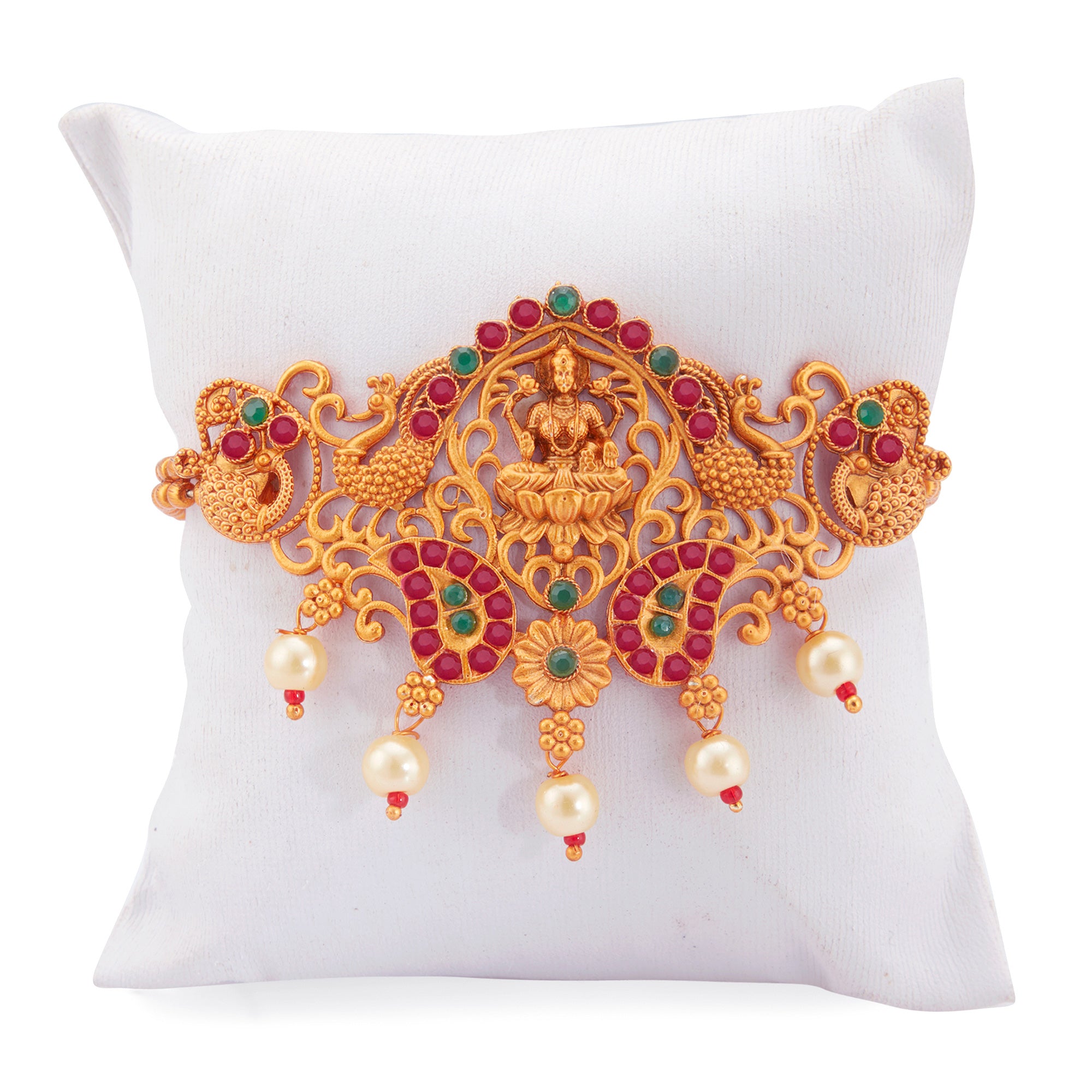 Sukkhi Ravishing Pearl Gold Plated Goddess Laxmi Bajuband for Women