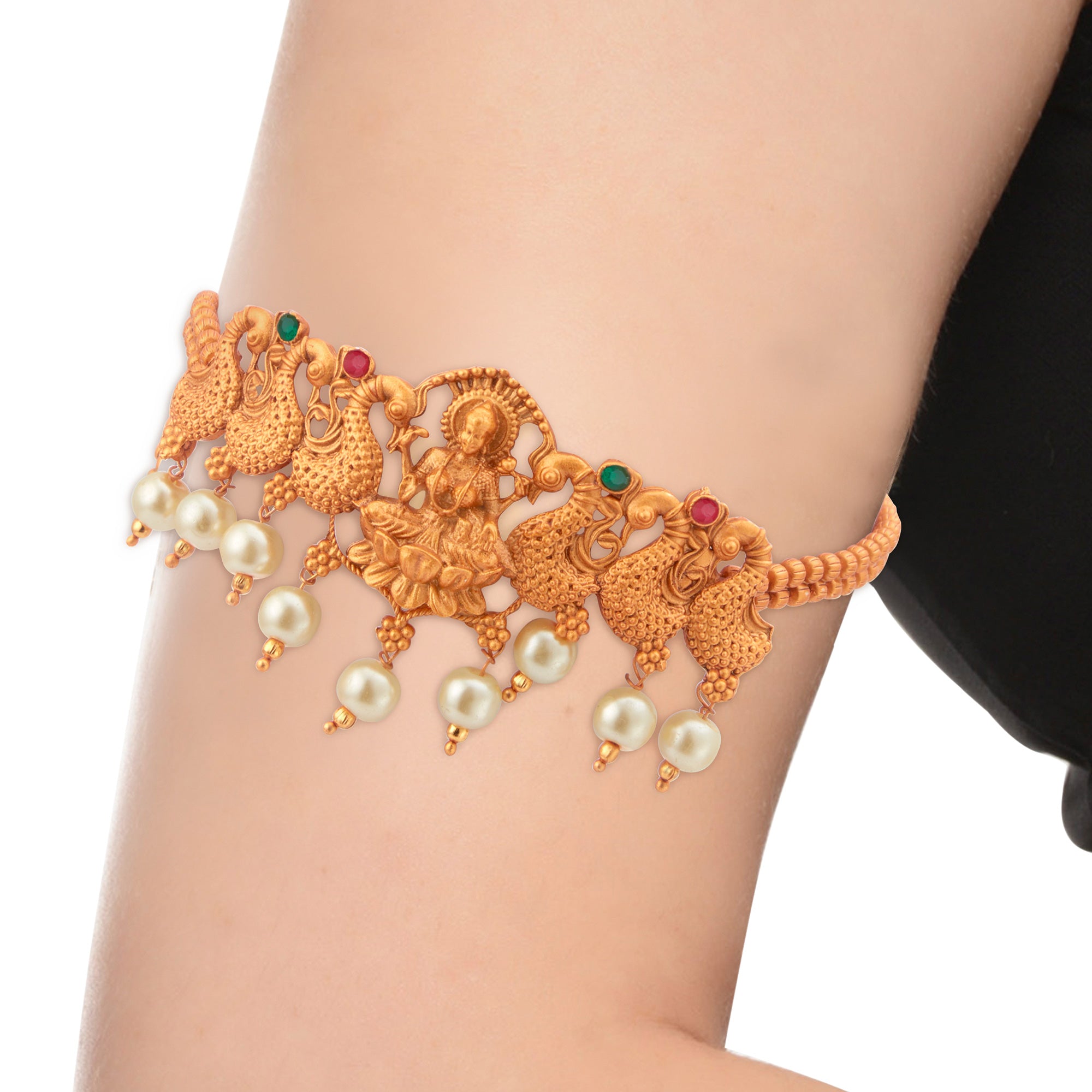 Sukkhi Gorgeous Pearl Gold Plated Goddess Laxmi Bajuband for Women