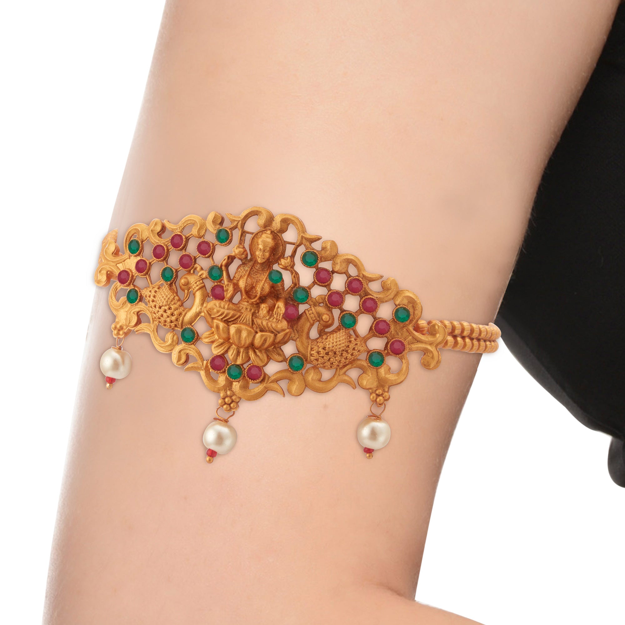 Sukkhi Sensational Pearl Gold Plated Goddess Laxmi Bajuband for Women