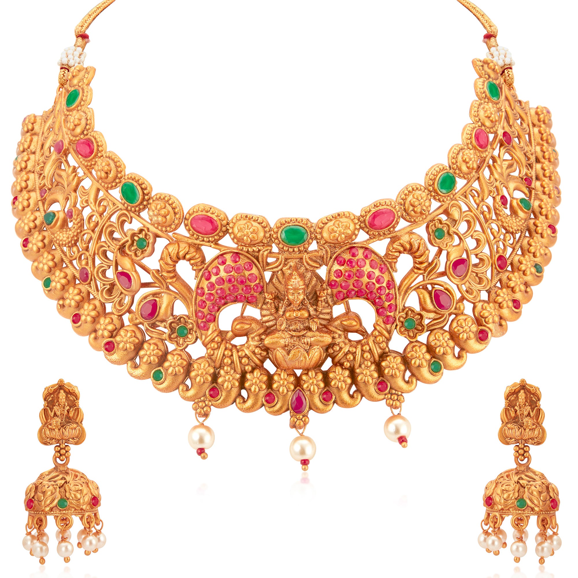 Sukkhi Incredible Gold Plated Temple Choker Necklace Set for Women