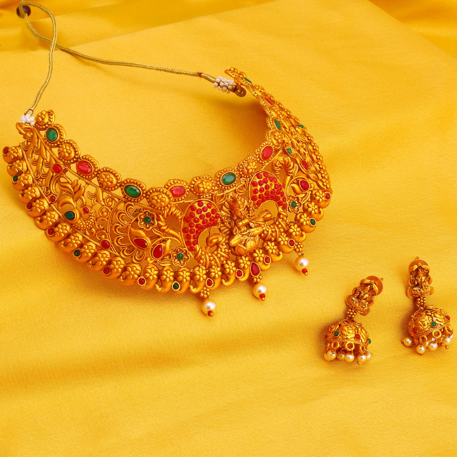 Sukkhi Incredible Gold Plated Temple Choker Necklace Set for Women