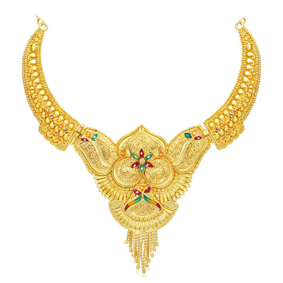 Sukkhi Ethnic 24 Carat Gold Plated Floral Meenakari Choker Necklace Set for Women