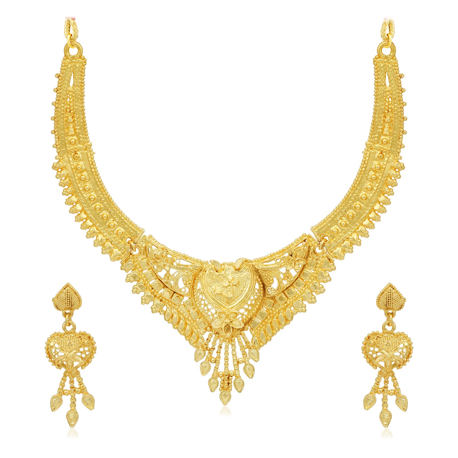Sukkhi Glistening 24 Carat Gold Plated Choker Necklace Set for Women