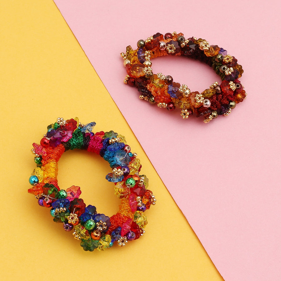 Sukkhi Elegant Hair Rubber Scrunchies Band Hair Accessories for Women and Girl (Pack of 2) (Size: M)