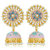 Sukkhi Dazzling Pearl Gold Plated Kundan Floral Meenakari Jhumki Earring for Women