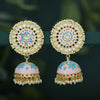 Sukkhi Dazzling Pearl Gold Plated Kundan Floral Meenakari Jhumki Earring for Women