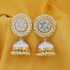 Sukkhi Dazzling Pearl Gold Plated Kundan Floral Meenakari Jhumki Earring for Women