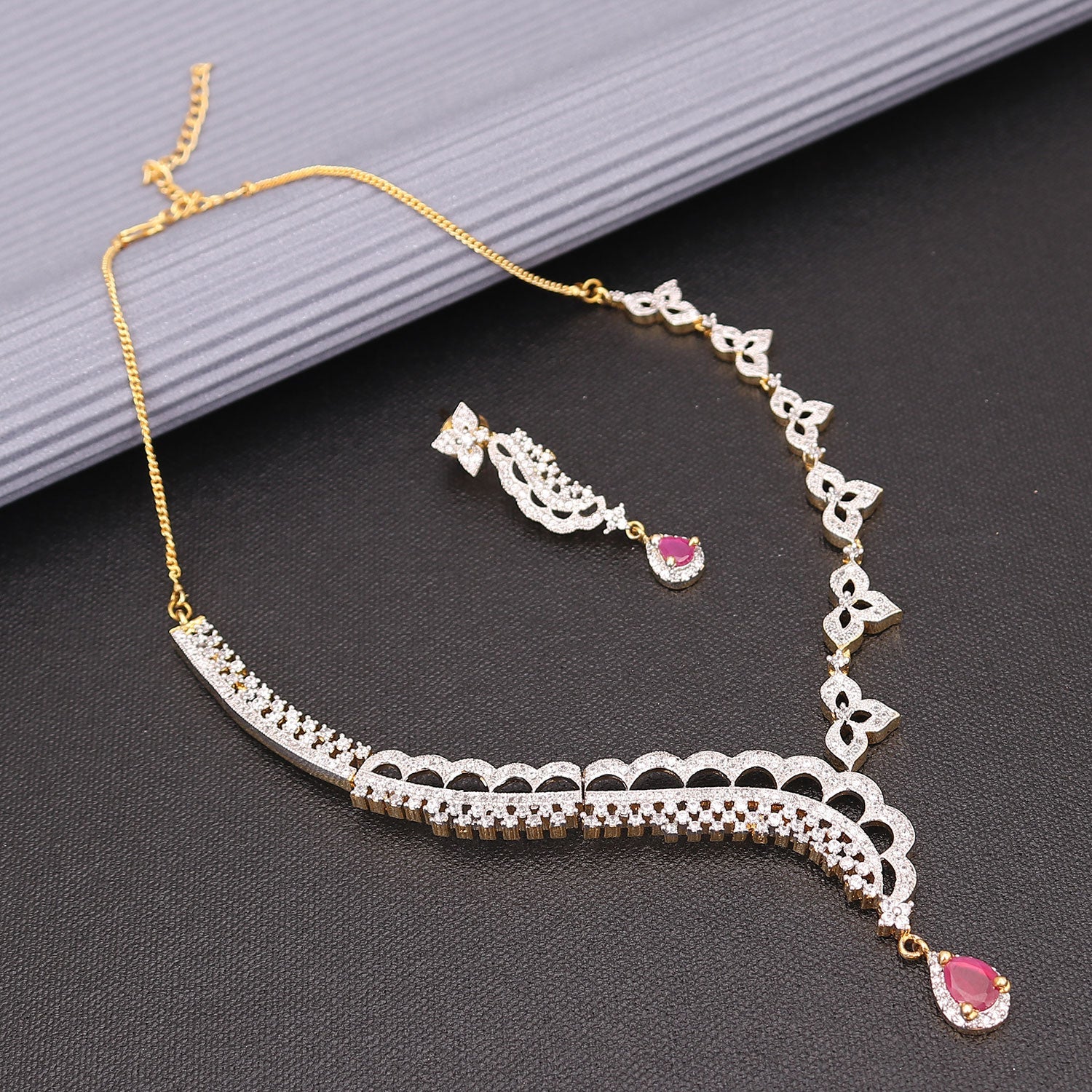 Sukkhi Lovely Designer Gold Plated CZ Choker Necklace Set For Women