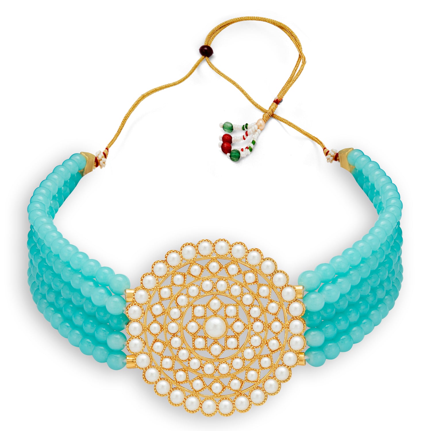 Sukkhi Lavish Gold Plated Pearl Choker Necklace Set for Women