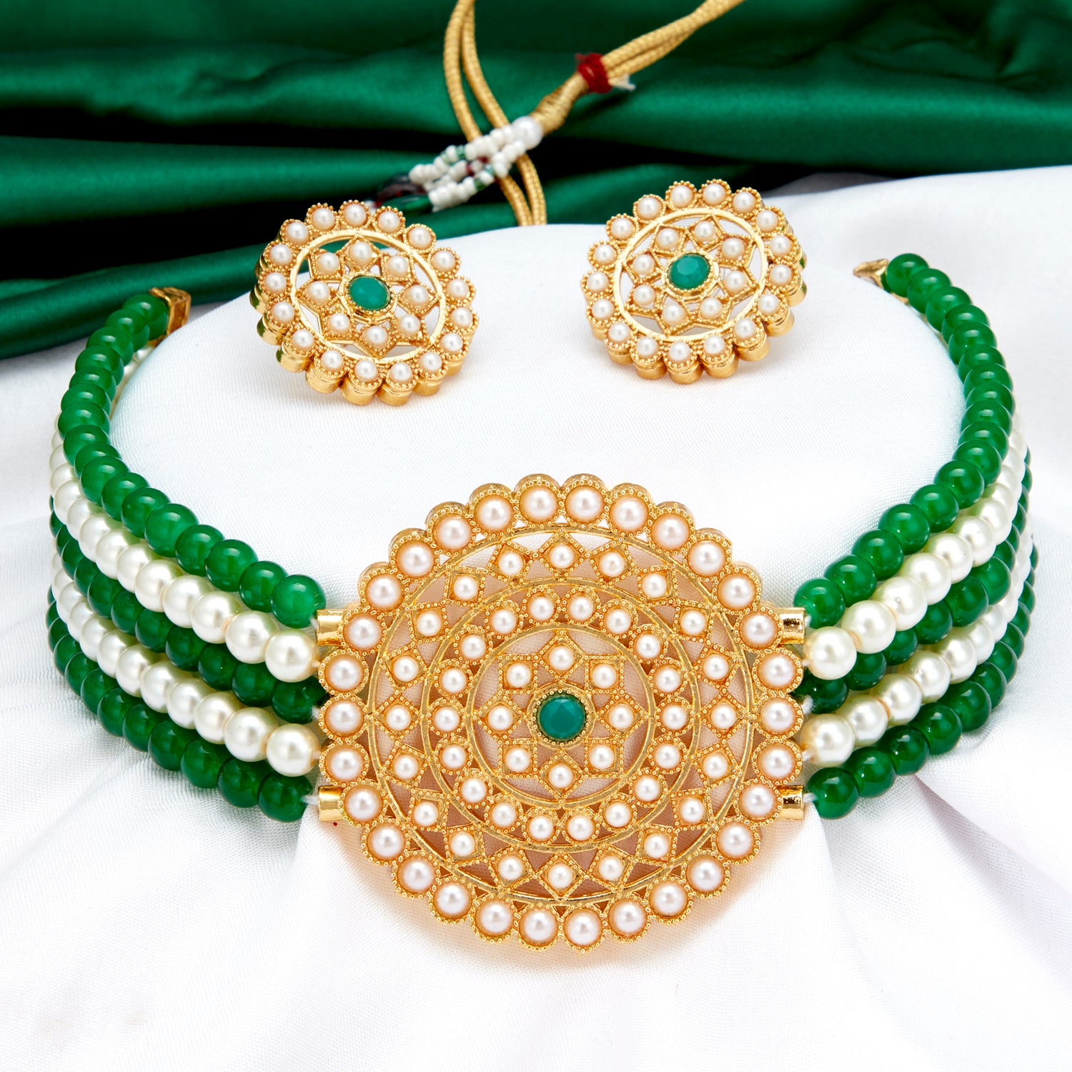 Sukkhi Lavish Gold Plated Pearl Choker Necklace Set for Women