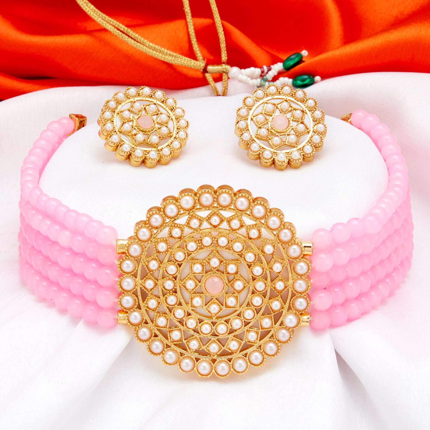 Sukkhi Lavish Gold Plated Pearl Choker Necklace Set for Women