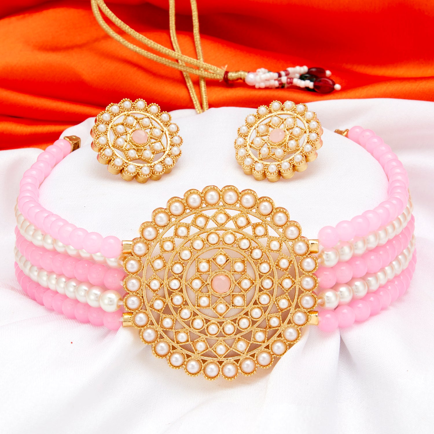 Sukkhi Lavish Gold Plated Pearl Choker Necklace Set for Women