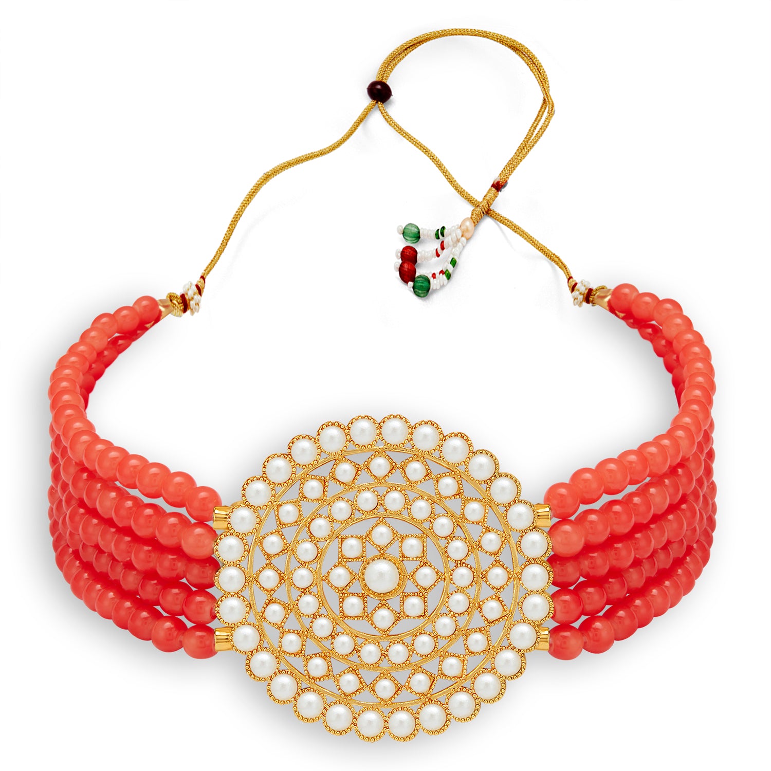 Sukkhi Lavish Gold Plated Pearl Choker Necklace Set for Women