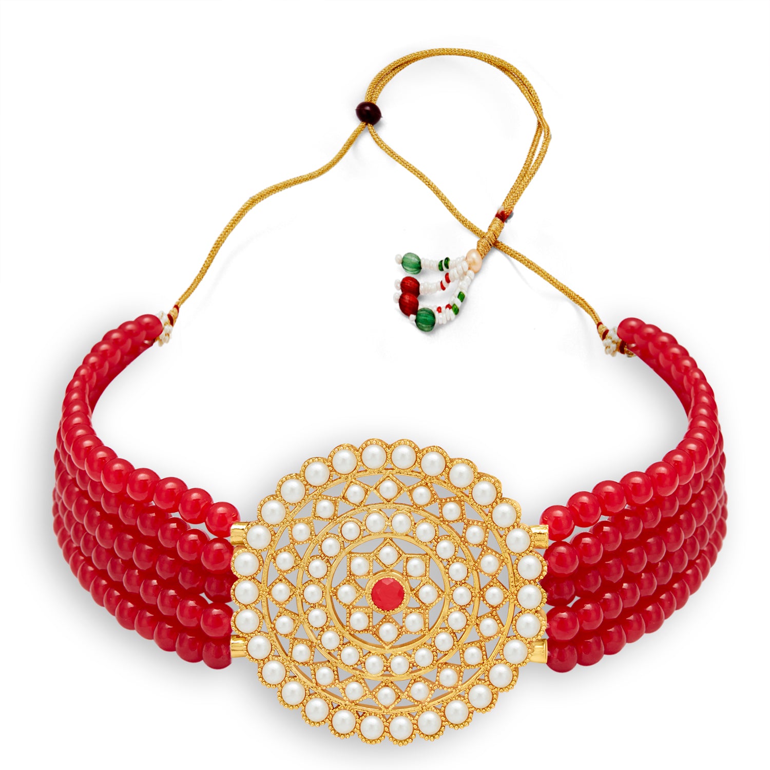 Sukkhi Lavish Gold Plated Pearl Choker Necklace Set for Women