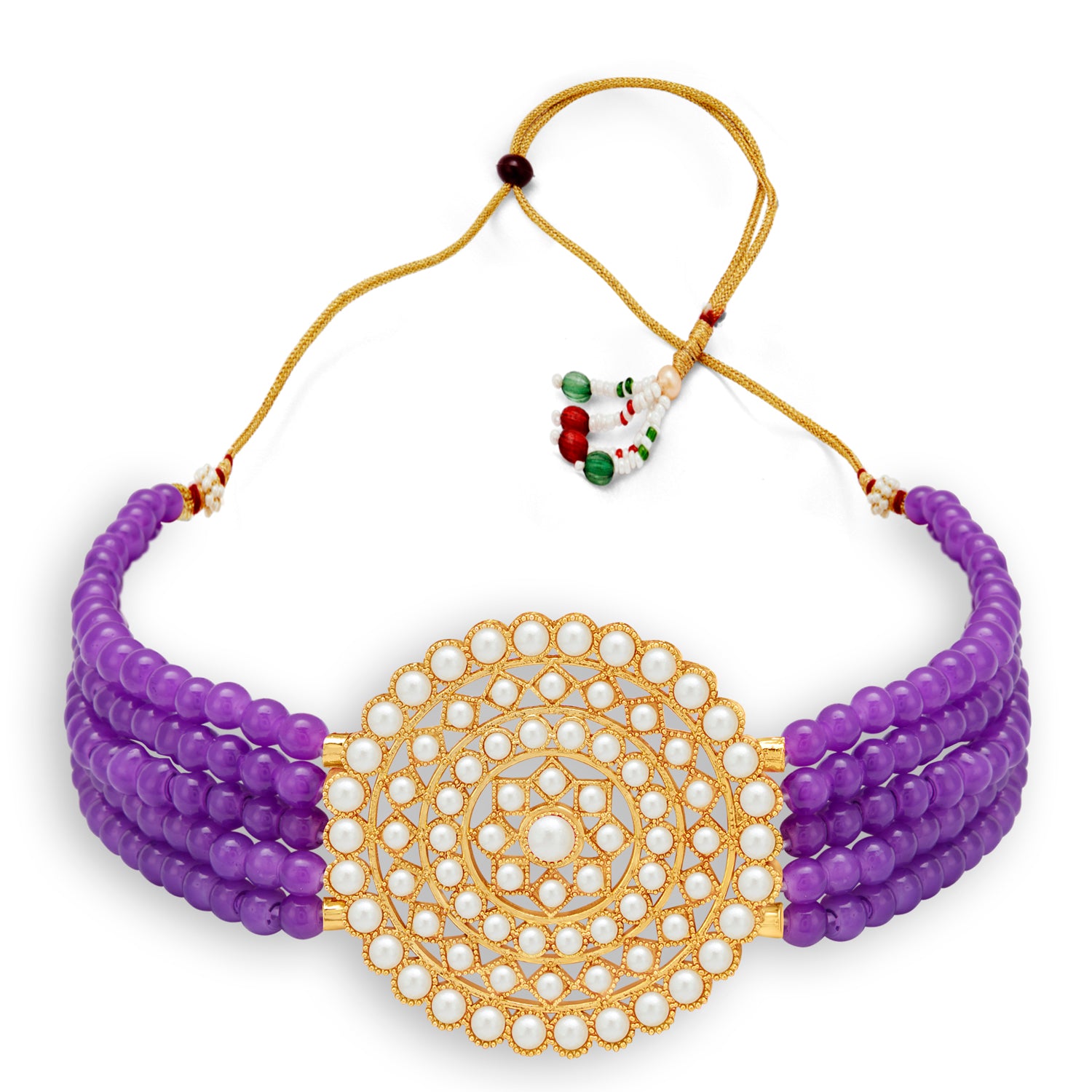 Sukkhi Lavish Gold Plated Pearl Choker Necklace Set for Women