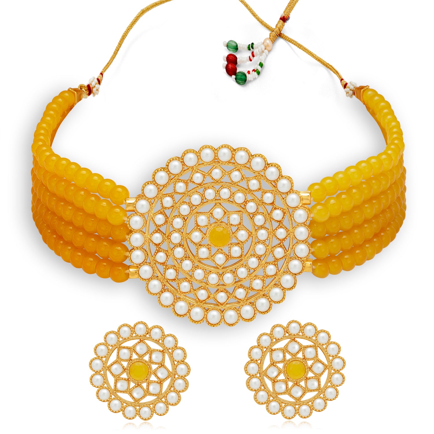 Sukkhi Lavish Gold Plated Pearl Choker Necklace Set for Women