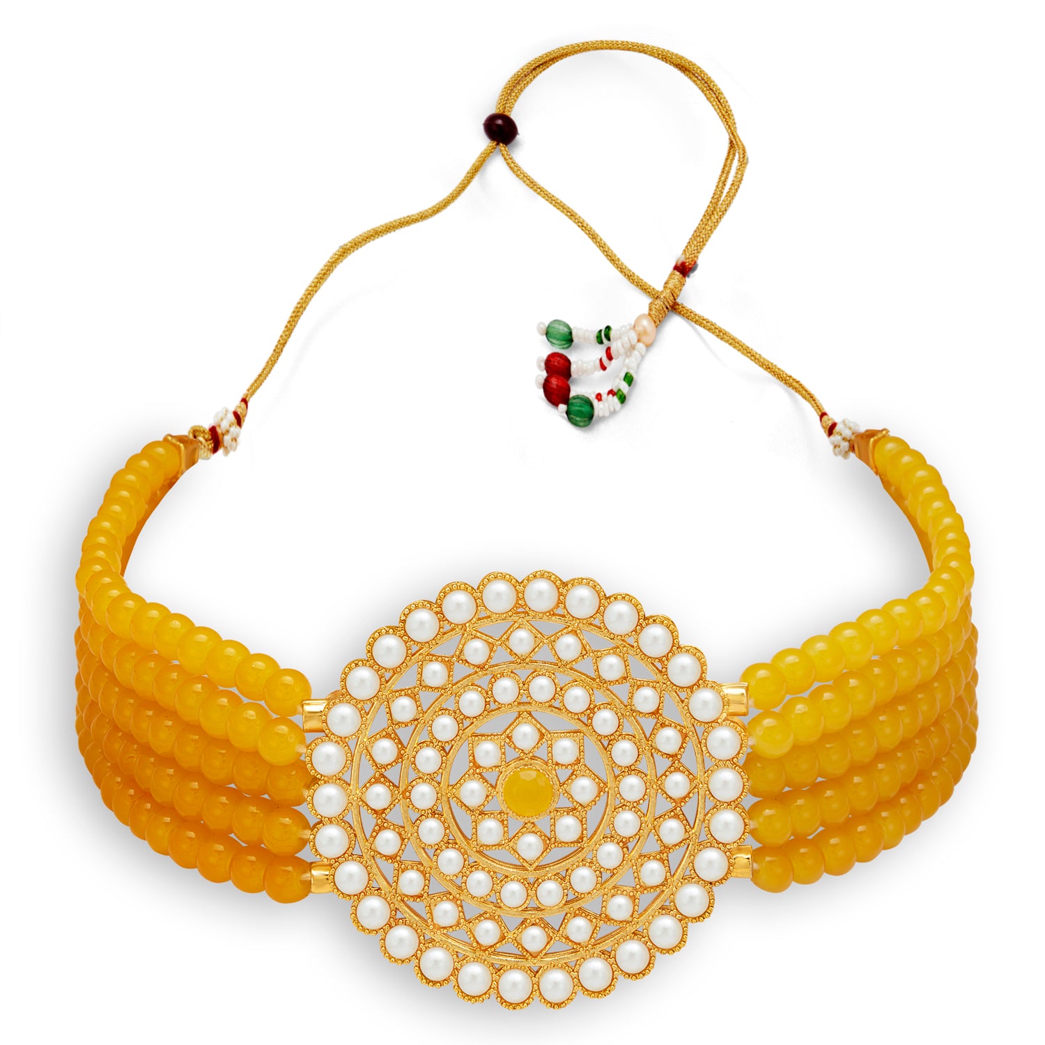 Sukkhi Lavish Gold Plated Pearl Choker Necklace Set for Women