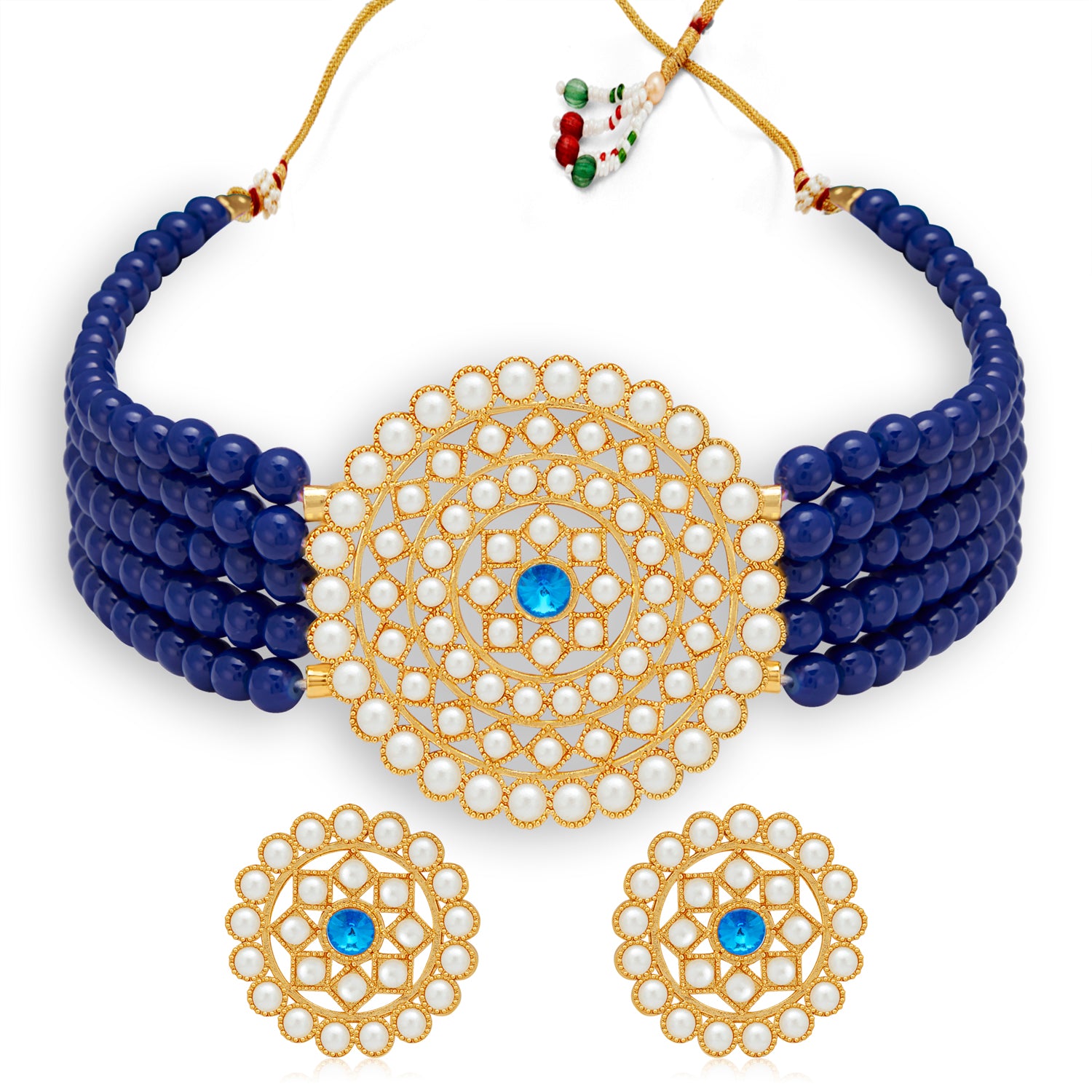 Sukkhi Lavish Gold Plated Pearl Choker Necklace Set for Women