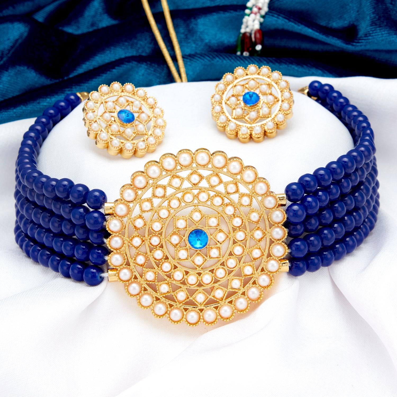 Sukkhi Lavish Gold Plated Pearl Choker Necklace Set for Women