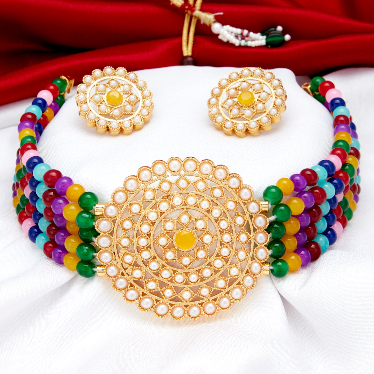 Sukkhi Lavish Gold Plated Pearl Choker Necklace Set for Women