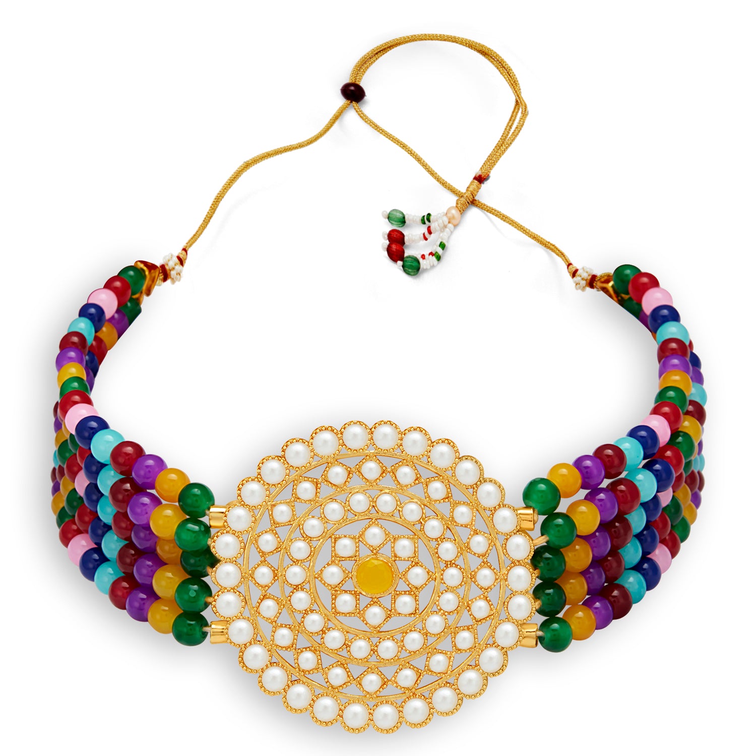 Sukkhi Lavish Gold Plated Pearl Choker Necklace Set for Women