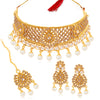 Sukkhi Glorious Gold Plated LCT Stone & Pearl Choker Necklace Set for Women