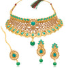 Sukkhi Dazzling Gold Plated LCT & Green Pearl Choker Necklace Set for Women