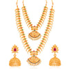 Sukkhi Classic Pearl Gold Plated Peacock Long Haram Necklace Set for Women
