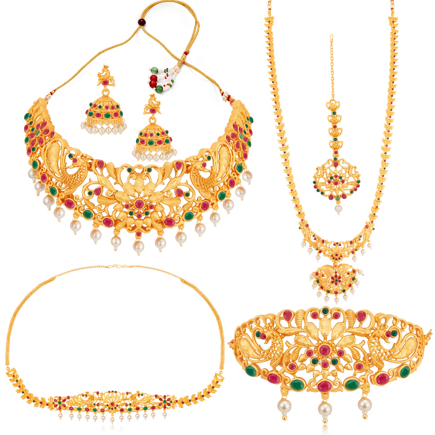 Sukkhi Traditional Pearl Gold Plated Peacock Dulhan Set for Women