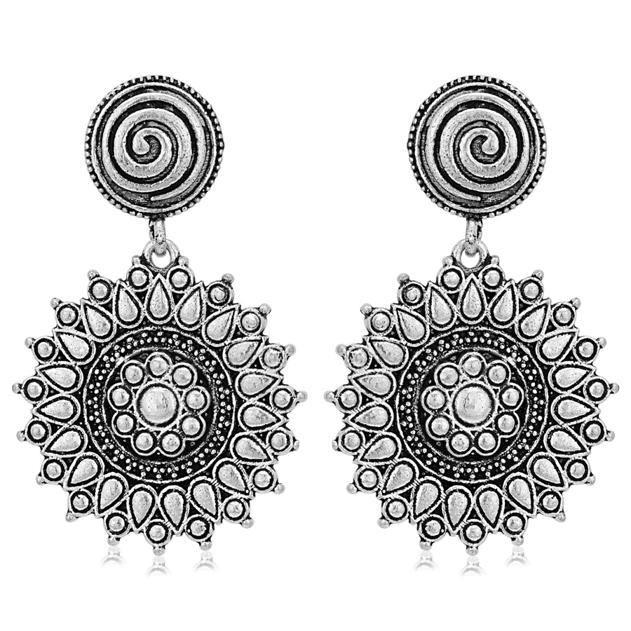 Sukkhi Trendy Oxidised Floral Dangle Earring for Women