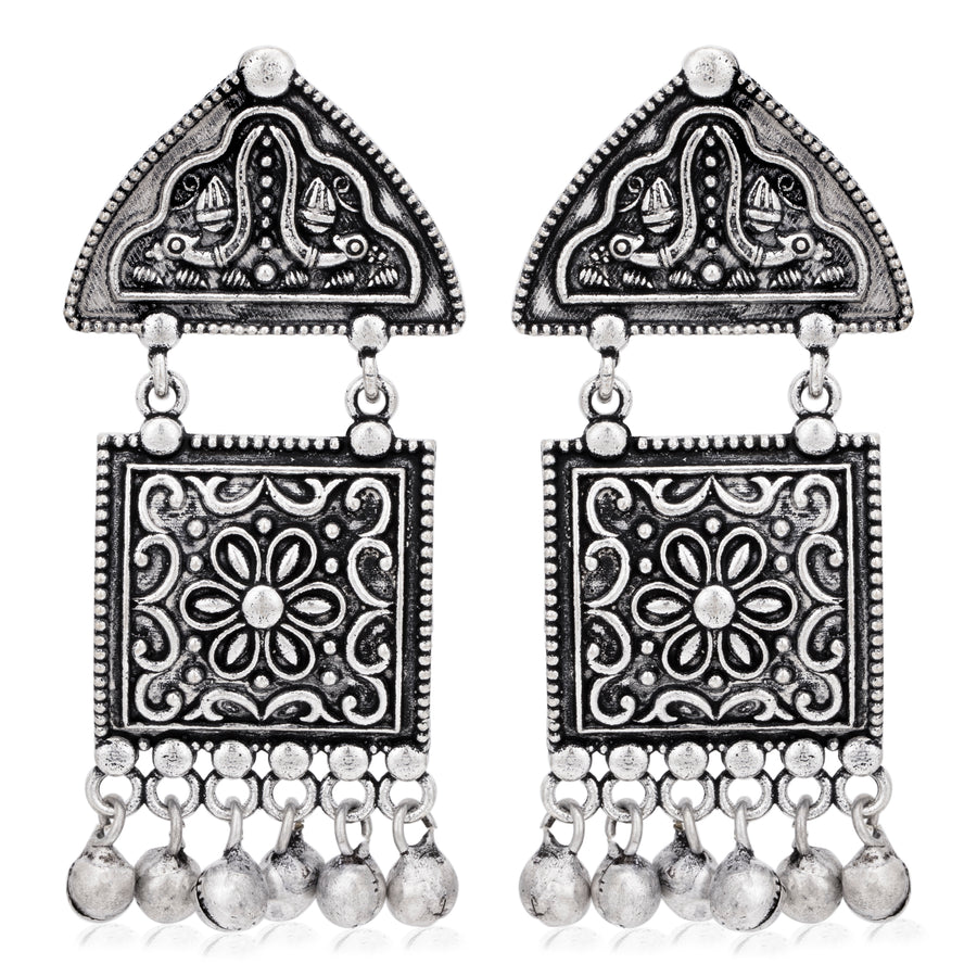 Sukkhi Elegant Oxidised Floral & Peacock Dangle Earring for Women