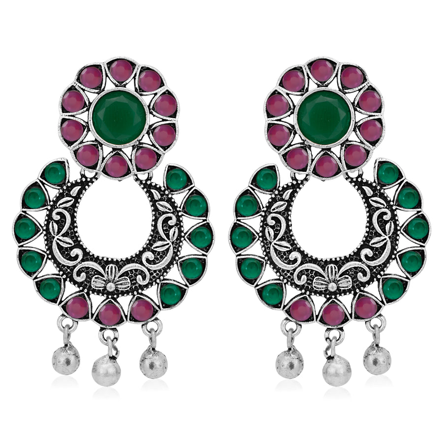 Sukkhi Amazing Oxidised Floral Chandbaali Earring for Women