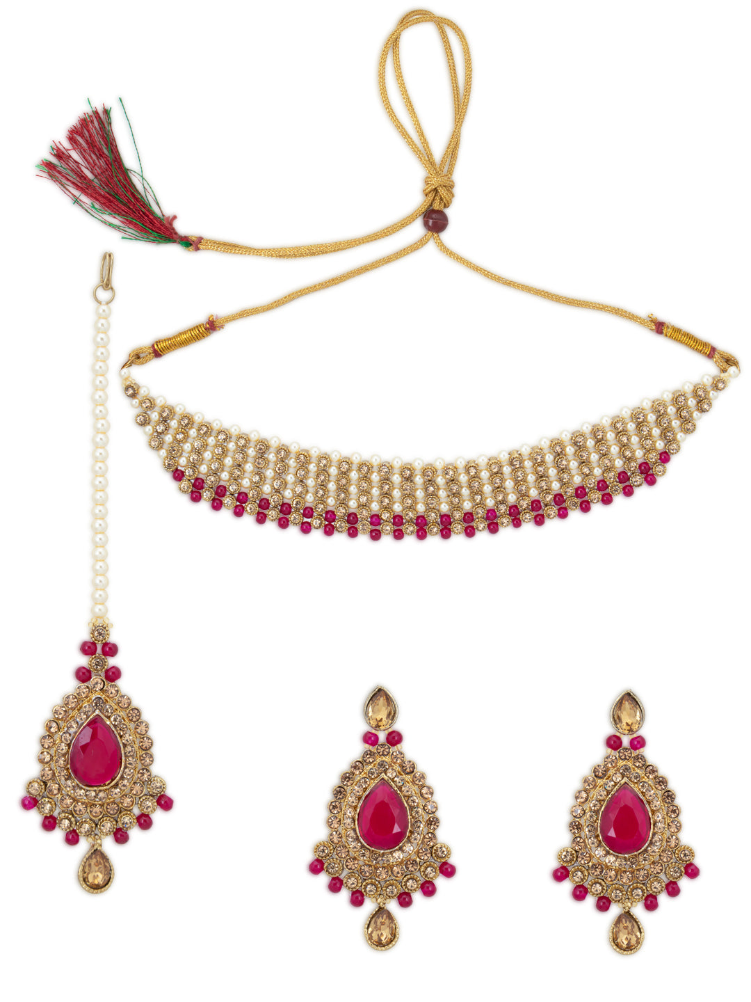 Sukkhi Classic LCT Gold Plated Pearl Choker Necklace Set for Women