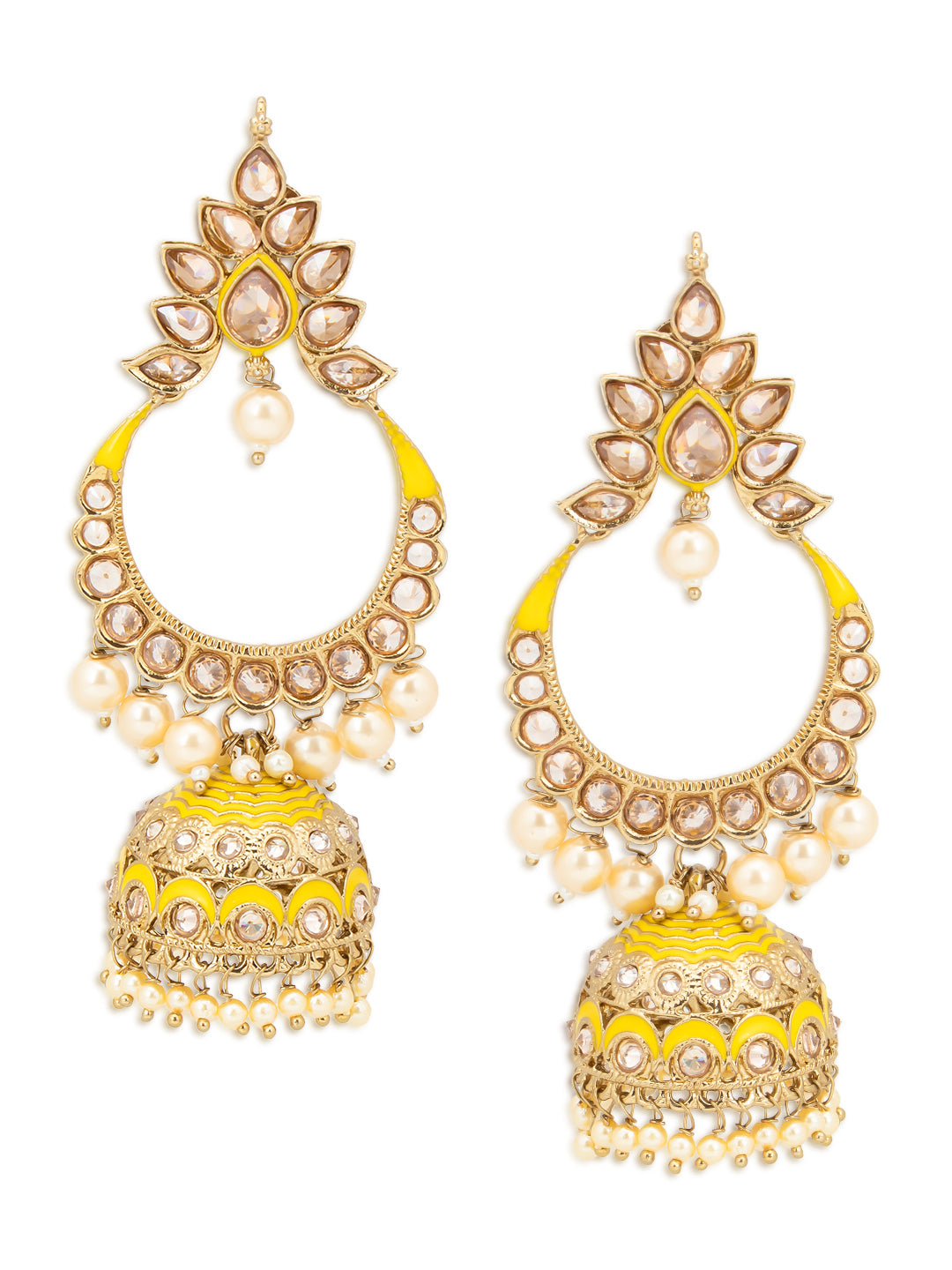 Sukkhi Glorious LCT Gold Plated Pearl Meenakari Jhumki Earring for Women