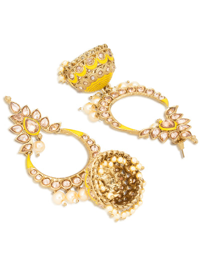 Sukkhi Glorious LCT Gold Plated Pearl Meenakari Jhumki Earring for Women