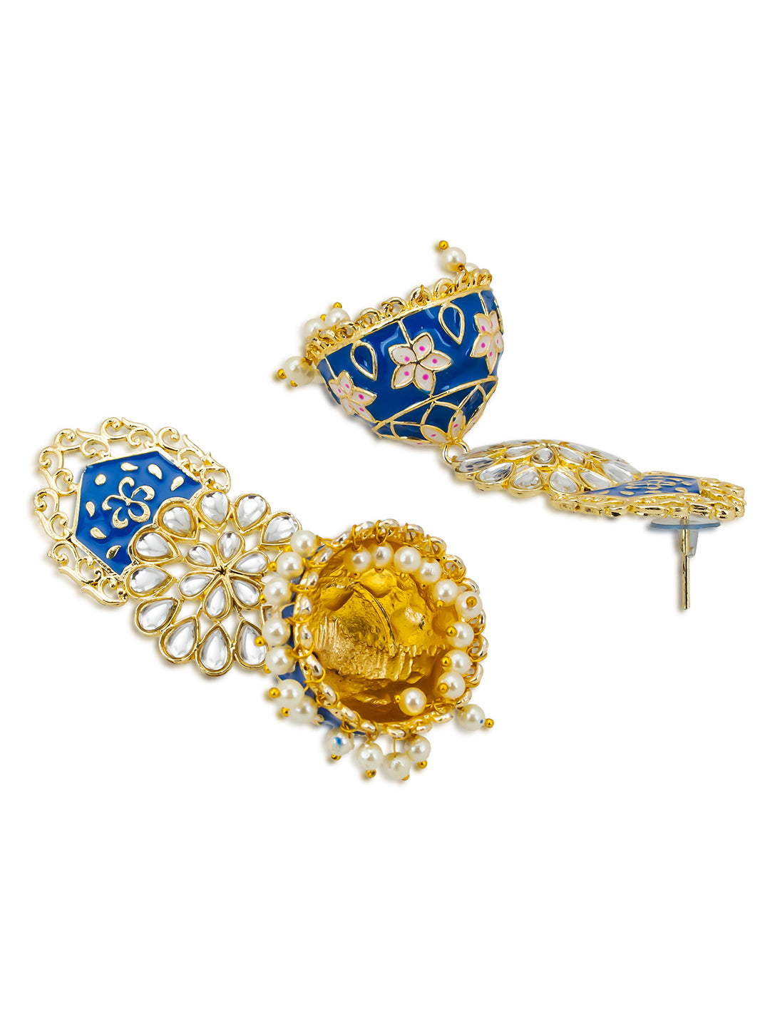 Sukkhi Amazing Pearl Gold Plated Kundan Meenakari Jhumki Earring for Women