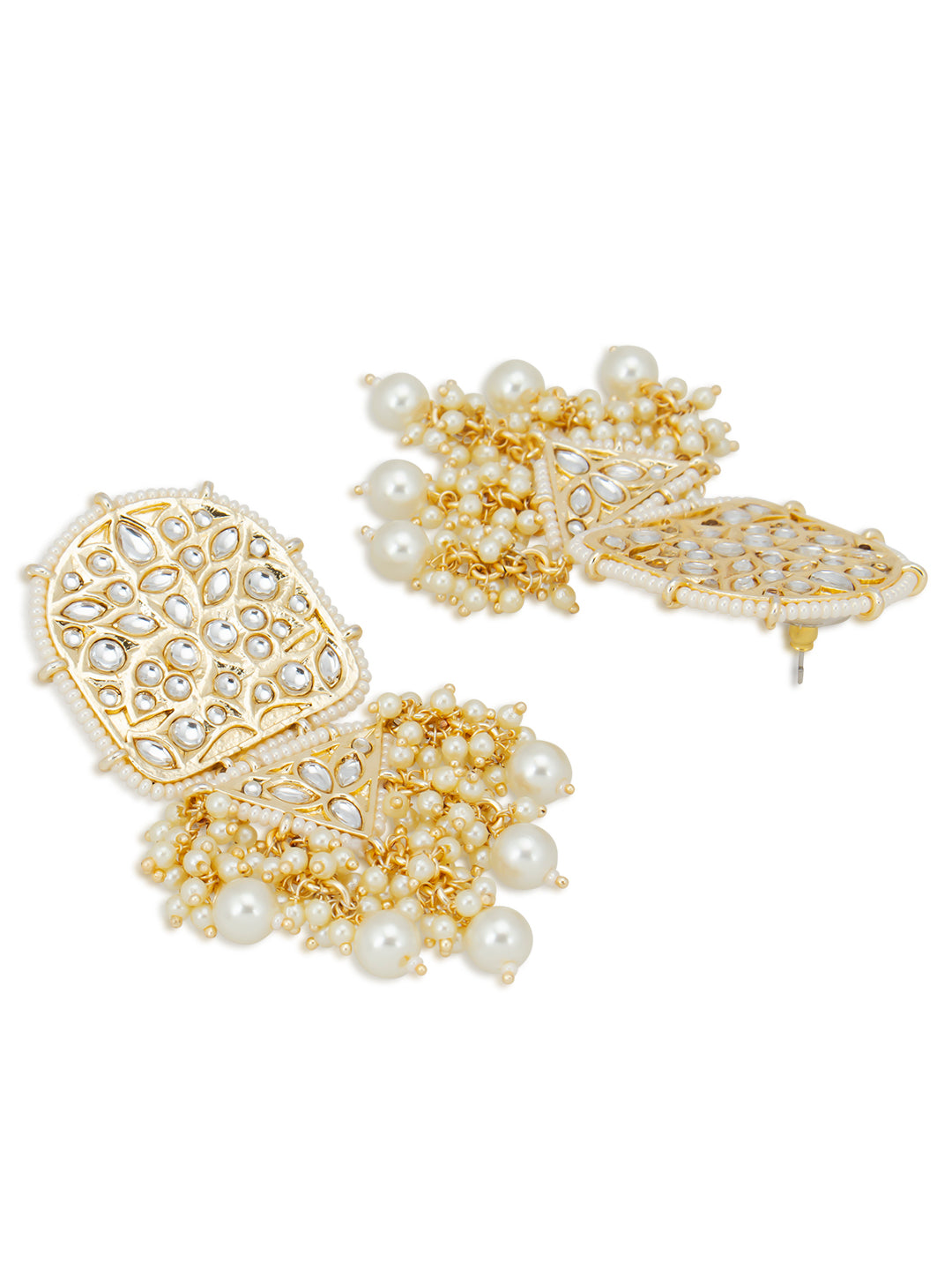 Sukkhi Dazzling Pearl Gold Plated Kundan Dangle Earring for Women