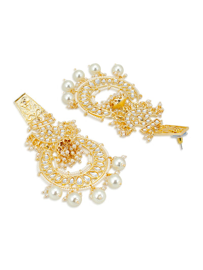 Sukkhi Splendid Pearl Gold Plated Kundan Chandbali Earring for Women