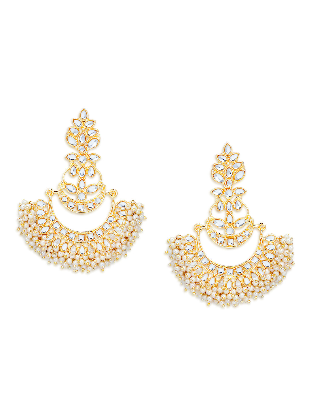Sukkhi Marvelous Pearl Gold Plated Kundan Chandbali Earring for Women