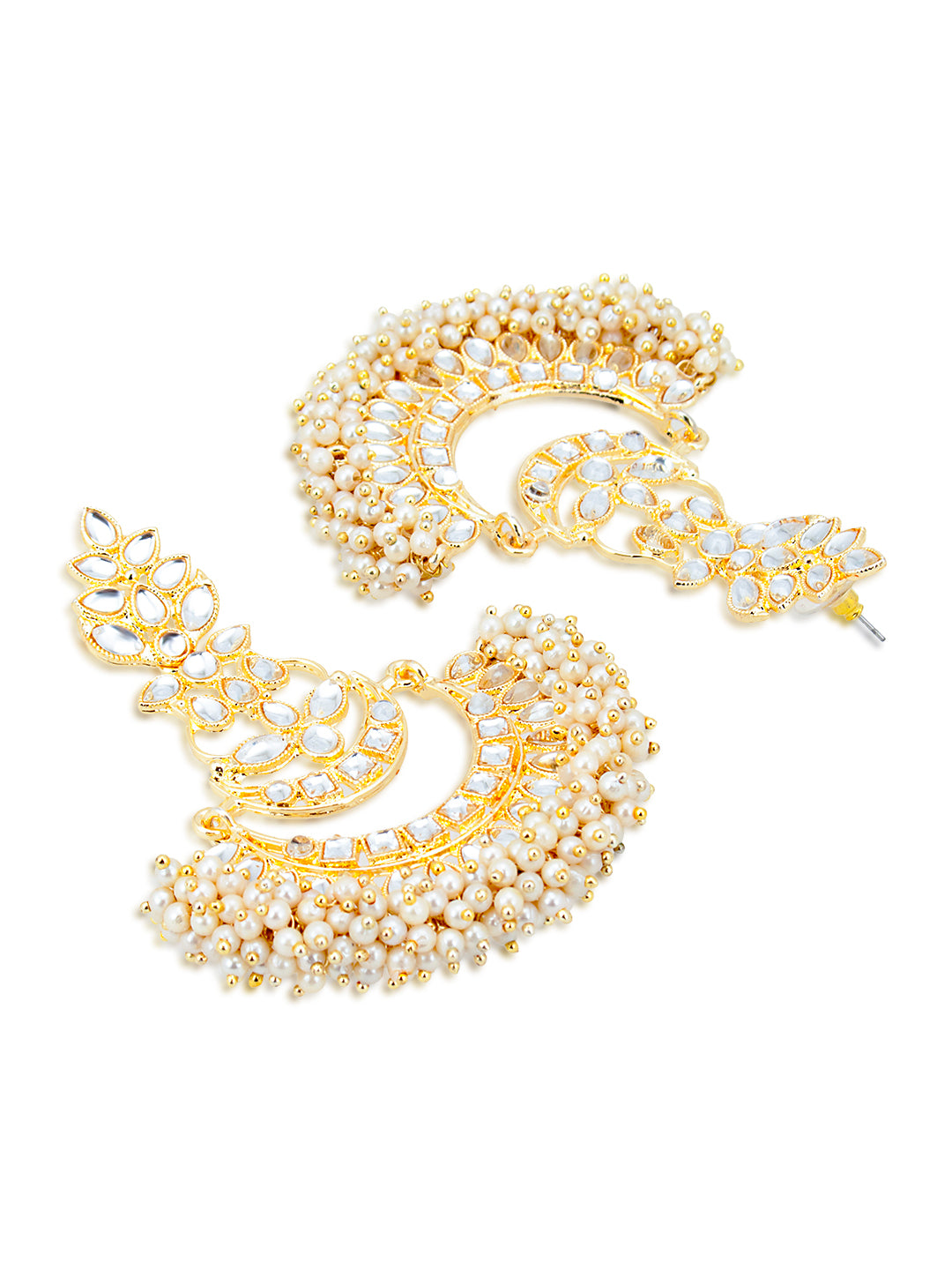 Sukkhi Marvelous Pearl Gold Plated Kundan Chandbali Earring for Women