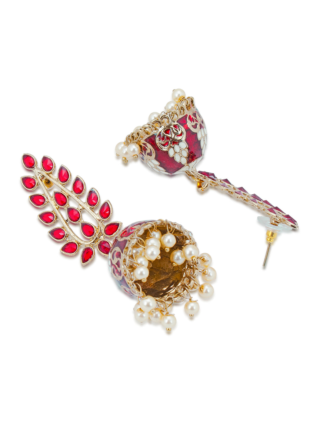 Sukkhi Delightful Pearl Gold Plated Meenakari Jhumki Earring for Women