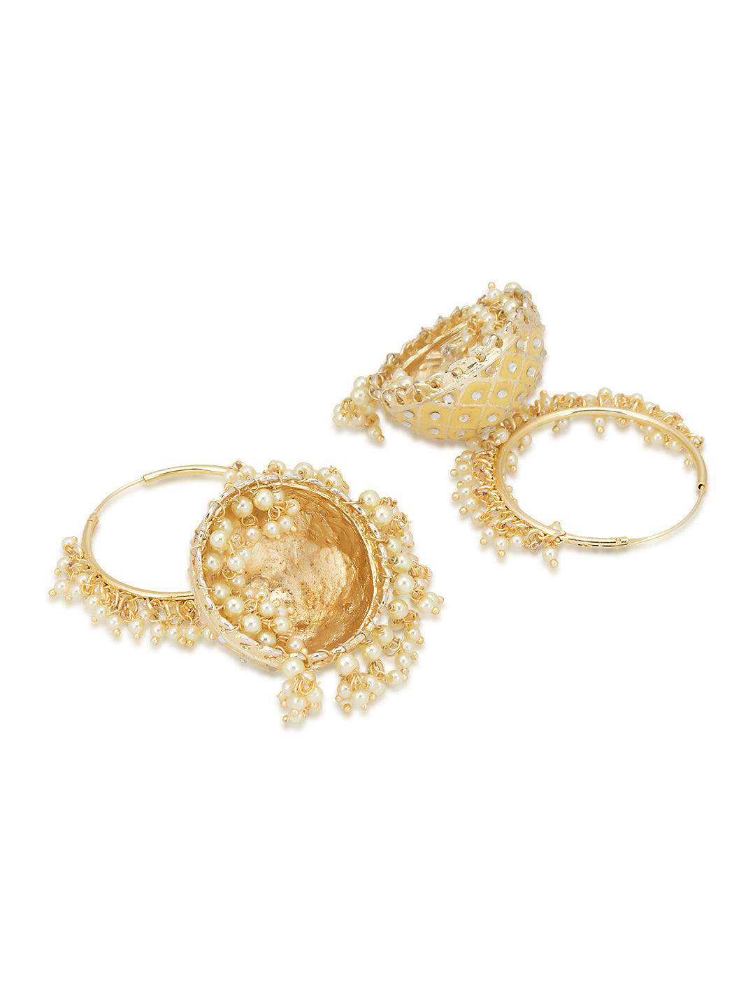 Sukkhi Glimmery Gold Plated Pearl Jhumki Earring for Women