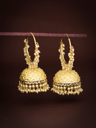 Sukkhi Glimmery Gold Plated Pearl Jhumki Earring for Women