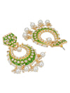 Sukkhi Dazzling Pearl Gold Plated Kundan Meenakari Chandbali Earring for Women